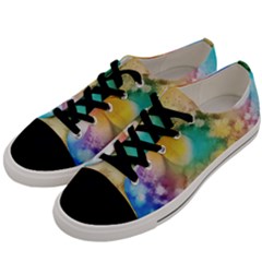 Watercolor Flowers Floral Print Men s Low Top Canvas Sneakers by SpinnyChairDesigns