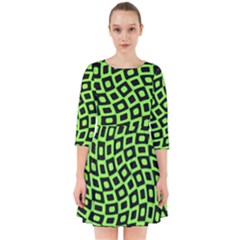 Abstract Black And Green Checkered Pattern Smock Dress by SpinnyChairDesigns