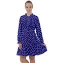 Abstract Black and Purple Checkered Pattern All Frills Chiffon Dress View1