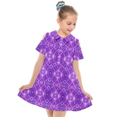 Geometric Galaxy Pattern Print Kids  Short Sleeve Shirt Dress by dflcprintsclothing