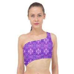 Geometric Galaxy Pattern Print Spliced Up Bikini Top 
