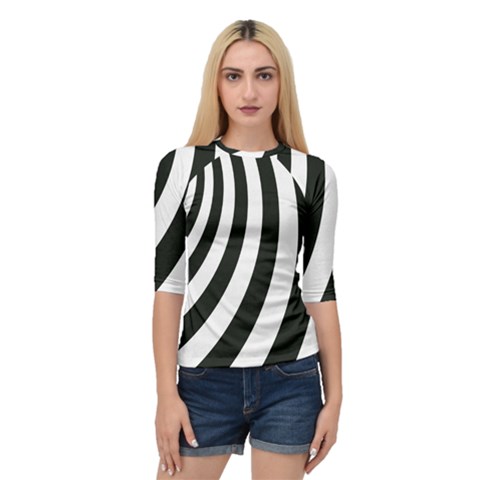 Black And White Zebra Stripes Pattern Quarter Sleeve Raglan Tee by SpinnyChairDesigns
