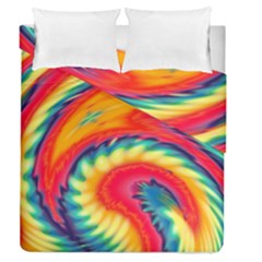 Colorful Dark Tie Dye Pattern Duvet Cover Double Side (queen Size) by SpinnyChairDesigns