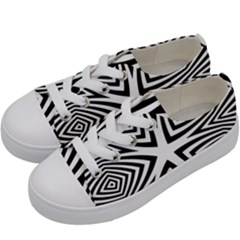 Abstract Zebra Stripes Pattern Kids  Low Top Canvas Sneakers by SpinnyChairDesigns
