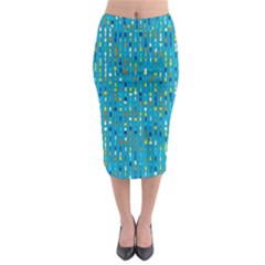Aqua Blue Artsy Beaded Weave Pattern Midi Pencil Skirt by SpinnyChairDesigns