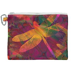 Dragonflies Abstract Colorful Pattern Canvas Cosmetic Bag (xxl) by SpinnyChairDesigns