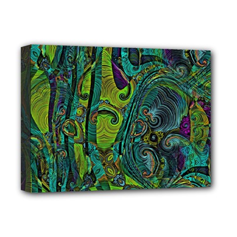 Jungle Print Green Abstract Pattern Deluxe Canvas 16  X 12  (stretched)  by SpinnyChairDesigns
