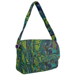 Jungle Print Green Abstract Pattern Courier Bag by SpinnyChairDesigns