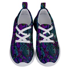 Purple Teal Abstract Jungle Print Pattern Running Shoes by SpinnyChairDesigns