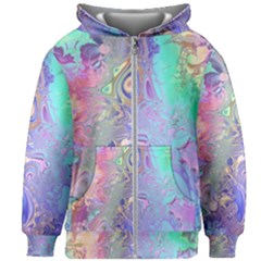 Pastel Marble Paint Swirl Pattern Kids  Zipper Hoodie Without Drawstring by SpinnyChairDesigns