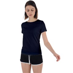 Plain Black Solid Color Back Circle Cutout Sports Tee by FlagGallery