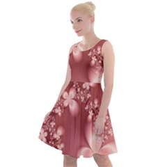 Tea Rose Colored Floral Pattern Knee Length Skater Dress by SpinnyChairDesigns
