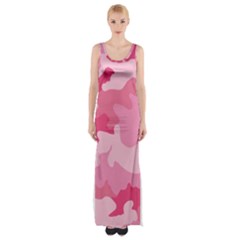 Camo Pink Thigh Split Maxi Dress by MooMoosMumma