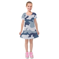 Camo Blue Kids  Short Sleeve Velvet Dress