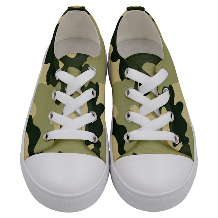 Camo Green Kids  Low Top Canvas Sneakers