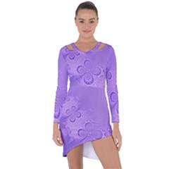 Purple Intricate Swirls Pattern Asymmetric Cut-out Shift Dress by SpinnyChairDesigns