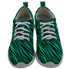 Black And Green Abstract Stripes Pattern Mens Athletic Shoes by SpinnyChairDesigns