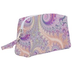 Pastel Pink Intricate Swirls Spirals  Wristlet Pouch Bag (large) by SpinnyChairDesigns