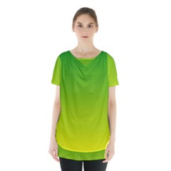 Avocado Ombre Green Yellow Gradient Skirt Hem Sports Top by SpinnyChairDesigns