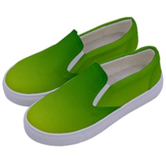 Avocado Ombre Green Yellow Gradient Kids  Canvas Slip Ons by SpinnyChairDesigns