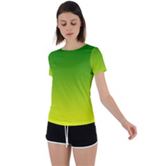 Avocado Ombre Green Yellow Gradient Back Circle Cutout Sports Tee by SpinnyChairDesigns