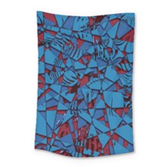 Red Blue Abstract Grunge Pattern Small Tapestry by SpinnyChairDesigns