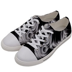 Black And White Abstract Swirls Women s Low Top Canvas Sneakers by SpinnyChairDesigns