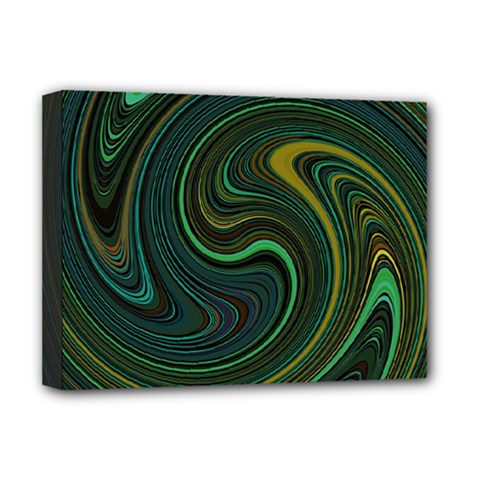 Dark Green Swirls Deluxe Canvas 16  X 12  (stretched)  by SpinnyChairDesigns