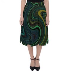 Dark Green Swirls Classic Midi Skirt by SpinnyChairDesigns