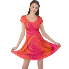 Pink And Orange Swirl Cap Sleeve Dress by SpinnyChairDesigns