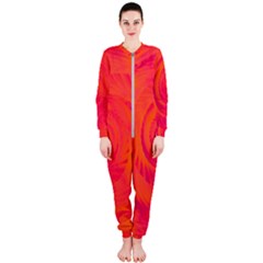 Pink And Orange Swirl Onepiece Jumpsuit (ladies)  by SpinnyChairDesigns