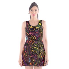 Abstract Tribal Swirl Scoop Neck Skater Dress by SpinnyChairDesigns