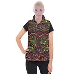 Abstract Tribal Swirl Women s Button Up Vest by SpinnyChairDesigns