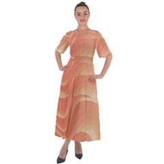 Coral Peach Swoosh Shoulder Straps Boho Maxi Dress  by SpinnyChairDesigns