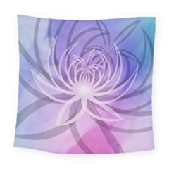 Watercolor Blue Purple Floral Pattern Square Tapestry (large) by SpinnyChairDesigns