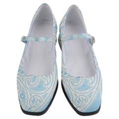 Light Blue And White Abstract Paisley Women s Mary Jane Shoes