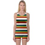 Rainbow Stripes One Piece Boyleg Swimsuit