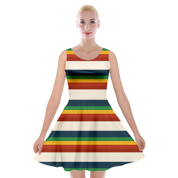 Rainbow Stripes Velvet Skater Dress