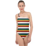 Rainbow Stripes Classic One Shoulder Swimsuit
