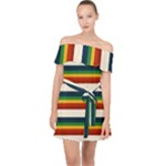 Rainbow Stripes Off Shoulder Chiffon Dress