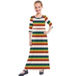 Rainbow Stripes Kids  Quarter Sleeve Maxi Dress
