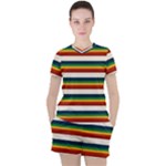 Rainbow Stripes Women s Tee and Shorts Set