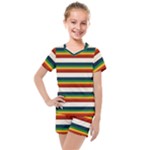 Rainbow Stripes Kids  Mesh Tee and Shorts Set