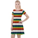 Rainbow Stripes Cap Sleeve Velour Dress 