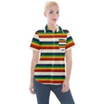 Rainbow Stripes Women s Short Sleeve Pocket Shirt