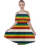 Rainbow Stripes Cut Out Shoulders Chiffon Dress