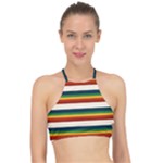 Rainbow Stripes Racer Front Bikini Top
