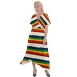 Rainbow Stripes Cross Front Sharkbite Hem Maxi Dress