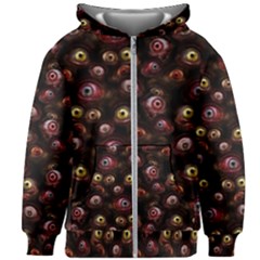 Zombie Eyes Pattern Kids  Zipper Hoodie Without Drawstring by SpinnyChairDesigns