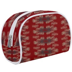 Red Grey Ikat Pattern Makeup Case (large) by SpinnyChairDesigns